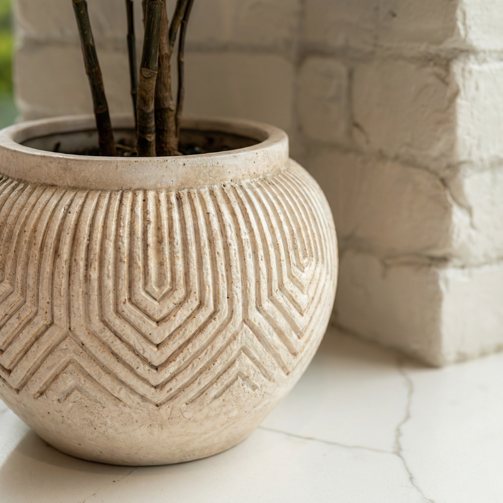Linden Concrete Vessel Natural Sandstone or Rustic Umber, 8"D X 6"H