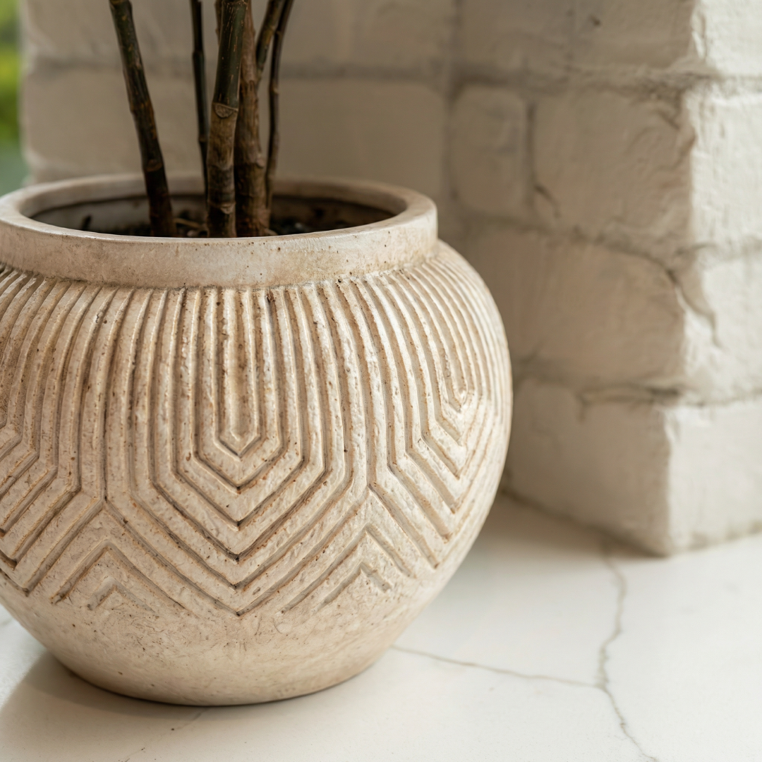 Linden Concrete Vessel Natural Sandstone or Rustic Umber, 8"D X 6"H