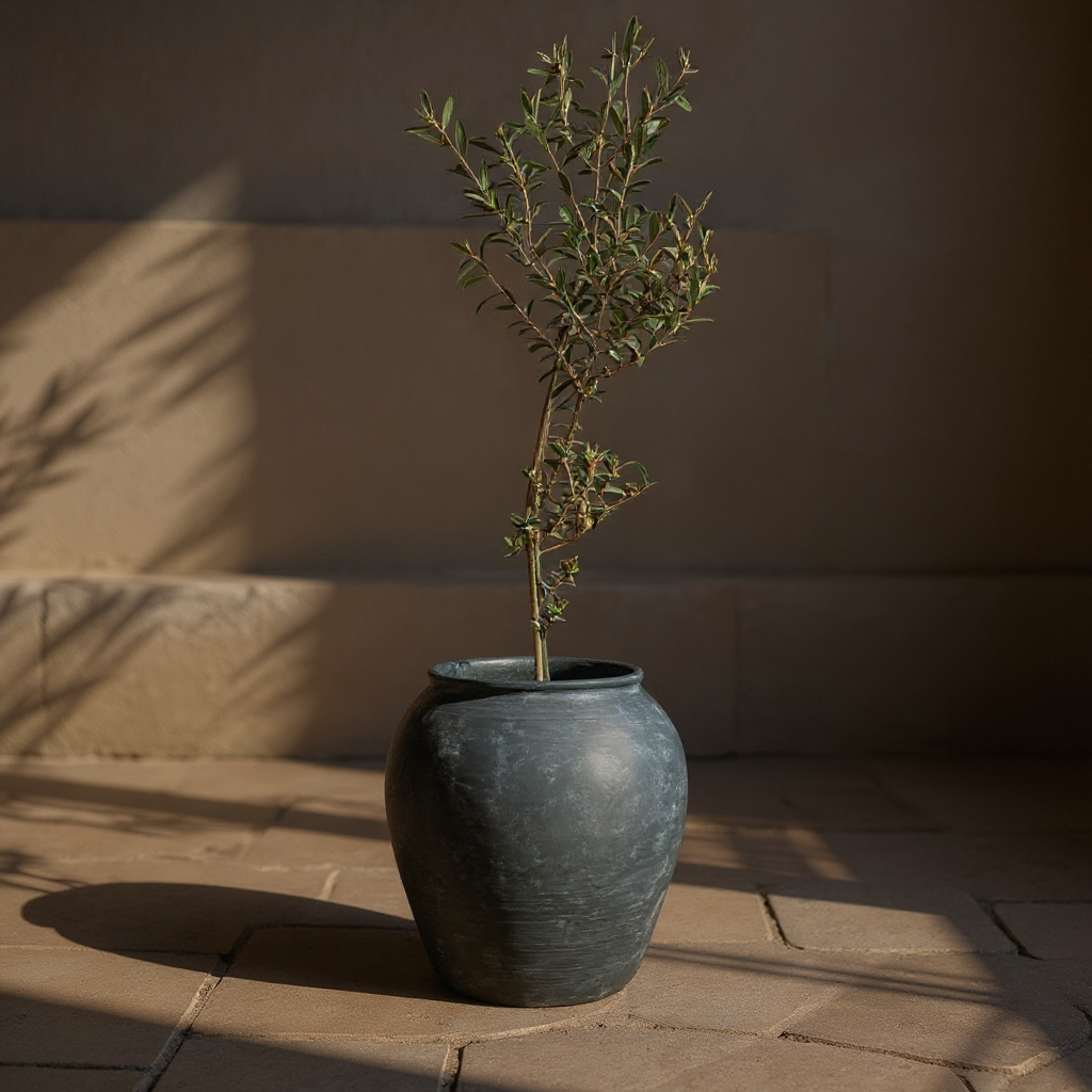 Cyprus XL, Fiber Clay Pot, Hand-painted in Weathered Black or Clamshell, 19.6"D x 19.6"H