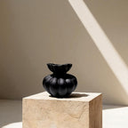 Ember Terracotta Vase, Hand-painted in Jet Black or Linen White, 8.6"D x 8.6"H