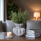 Ember Terracotta Vase, Hand-painted in Linen White or Jet Black, 8.6"D x 8.6"H