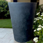 Tahiti Fiber Clay Planter, Hand-painted in Weathered Black or White Shiplap