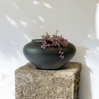 Milan, Terracotta Vessel, Handpainted in Jet Black, 12.5"D x 6.2"H