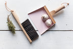 Andree Jardin "Mr & Mrs Clynk" Light Pink Hand Brush, Dustpan and Wall Hooks