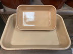 Vintage French Stoneware Rectangular Plate - Large (1.5 L) - Brown