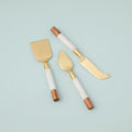 White Marble & Acacia Gold Cheese Set
