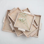 Miramar Reclaimed Wood Square Footed Tray, Medium
