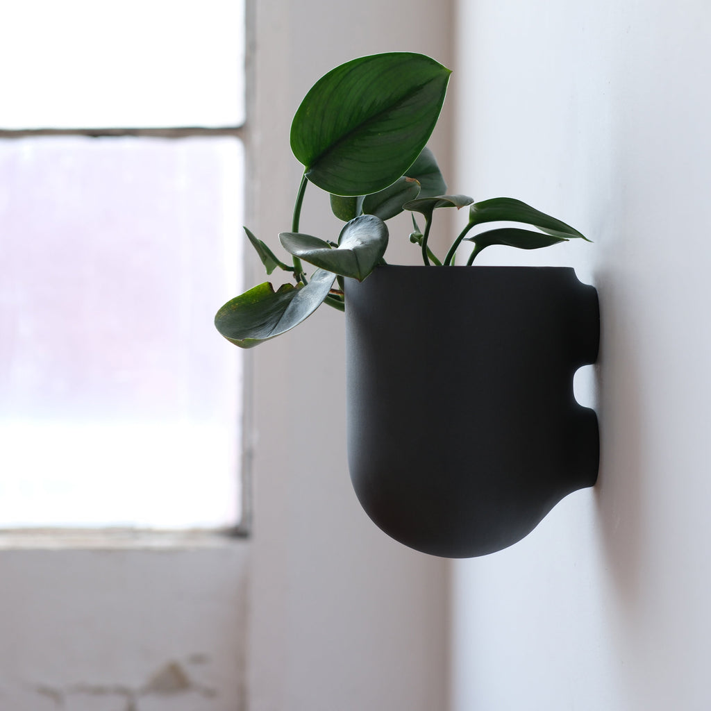Bender wall planter in coral glaze