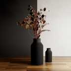 Ribbed Bottle Vase in midnight black, medium 8 inch size
