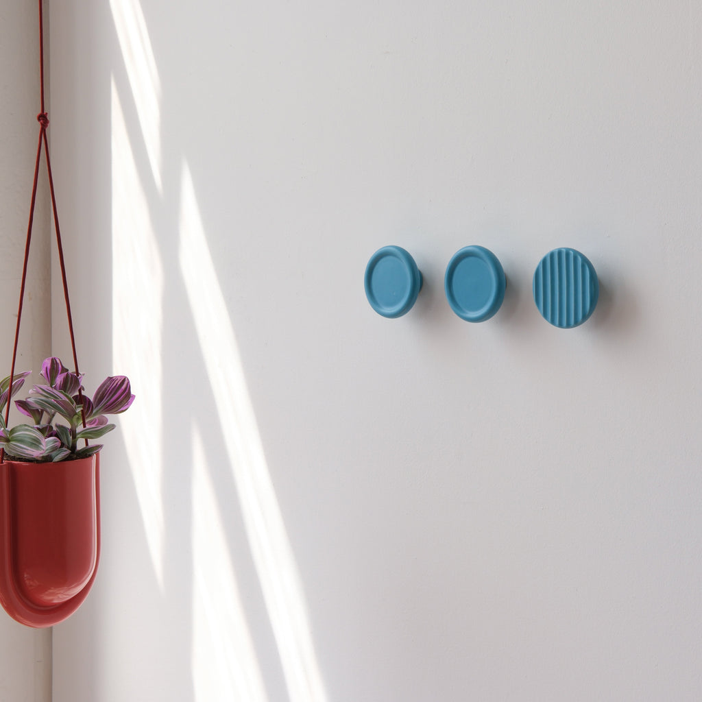 handmade ceramic coat hook with fluted ridges