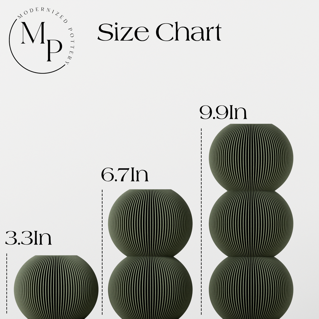 Bubble Vase sizes shown to scale