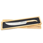 Laguiole champagne saber with olive wood handle in its wooden gift box