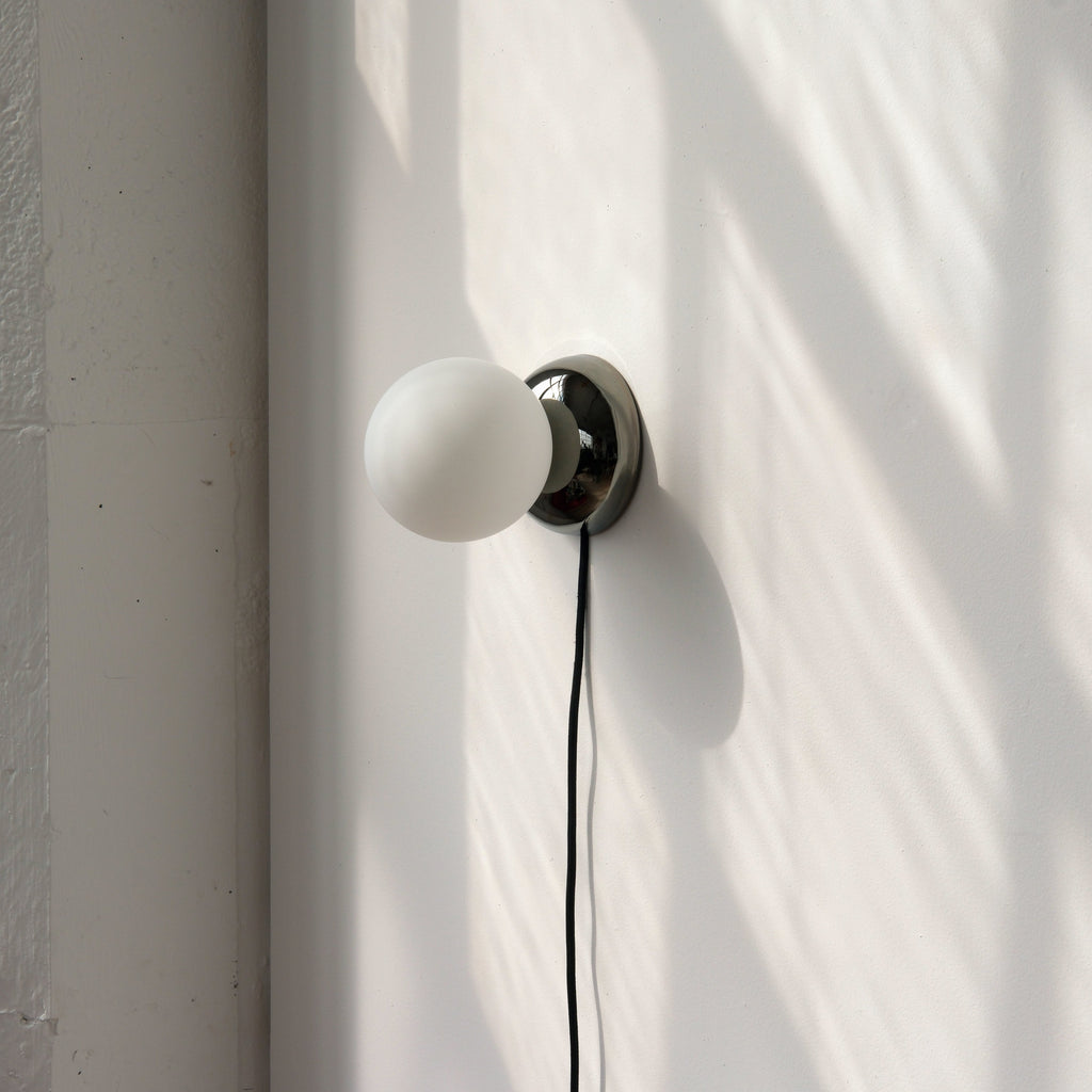 Ripple I Sconce chrome glaze detail with 4.7 inch globe