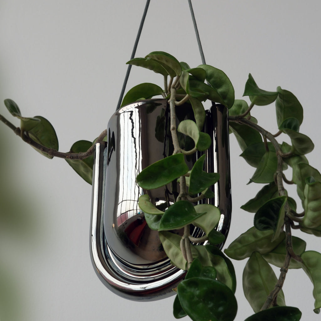 Portico Chrome planter close-up detail