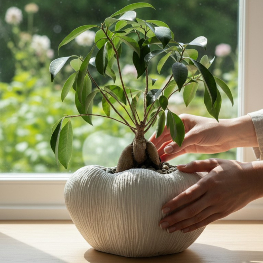 Zephyr Bowl, Artisan Cement Display Piece, Hand-painted in Linen White, 9.8"D x 5.5"H