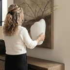 Zephyr Vasque, Artisan Cement Display Piece Hand-painted in Linen White, 8.2"D x 15.7"H