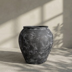 Cyprus XL, Fiber Clay Pot, Hand-painted in Weathered Black or Clamshell, 19.6"D x 19.6"H