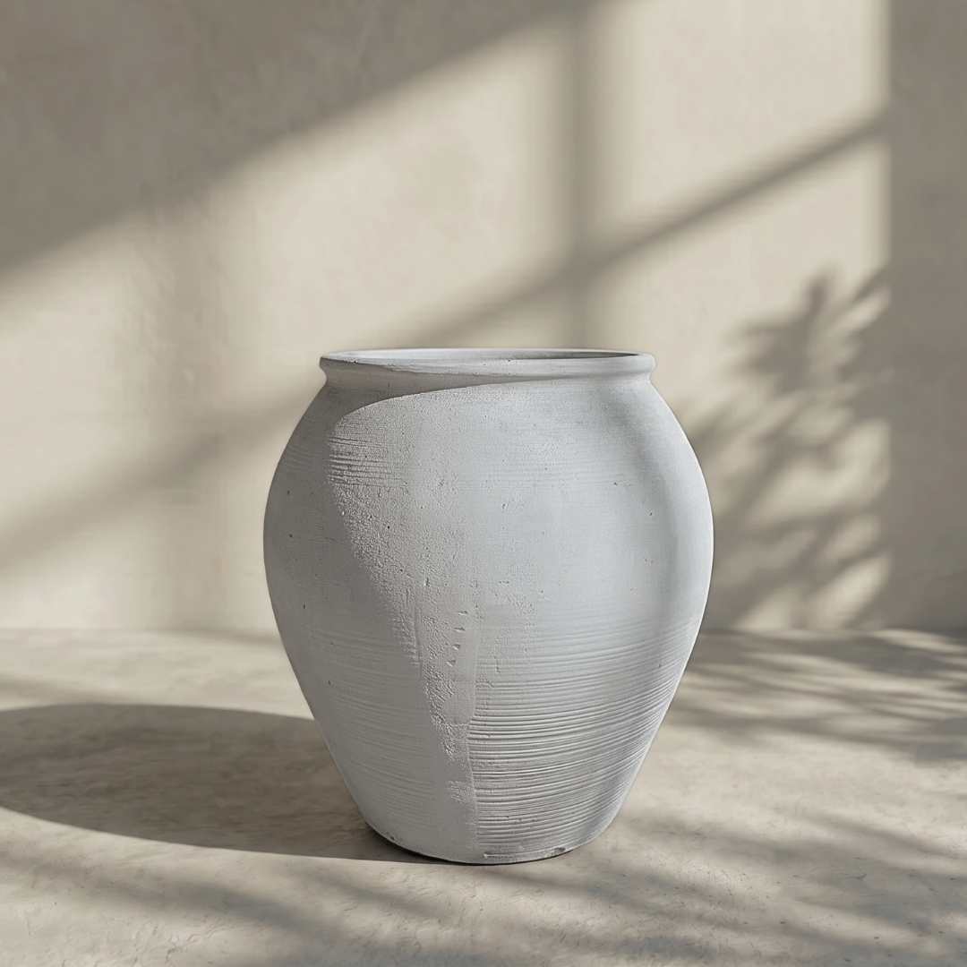 Cyprus XL, Fiber Clay Pot, Hand-painted in Clamshell or Weathered Black, 19.6"D x 19.6"H
