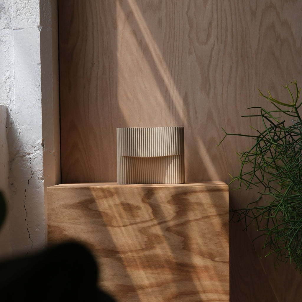 Corduroy Table Lamp profile showing low stoneware body