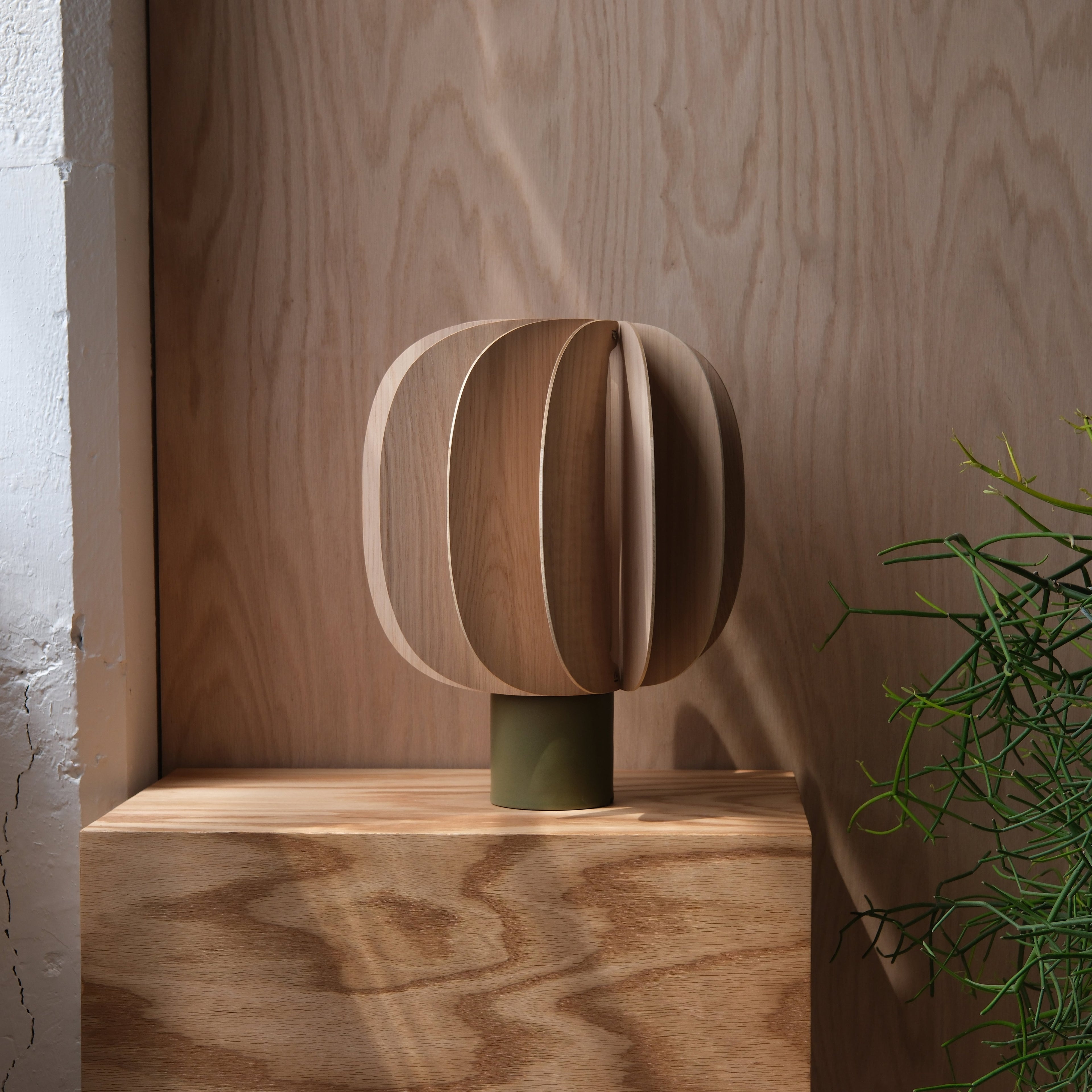 Marigold ceramic table lamp with finned shade