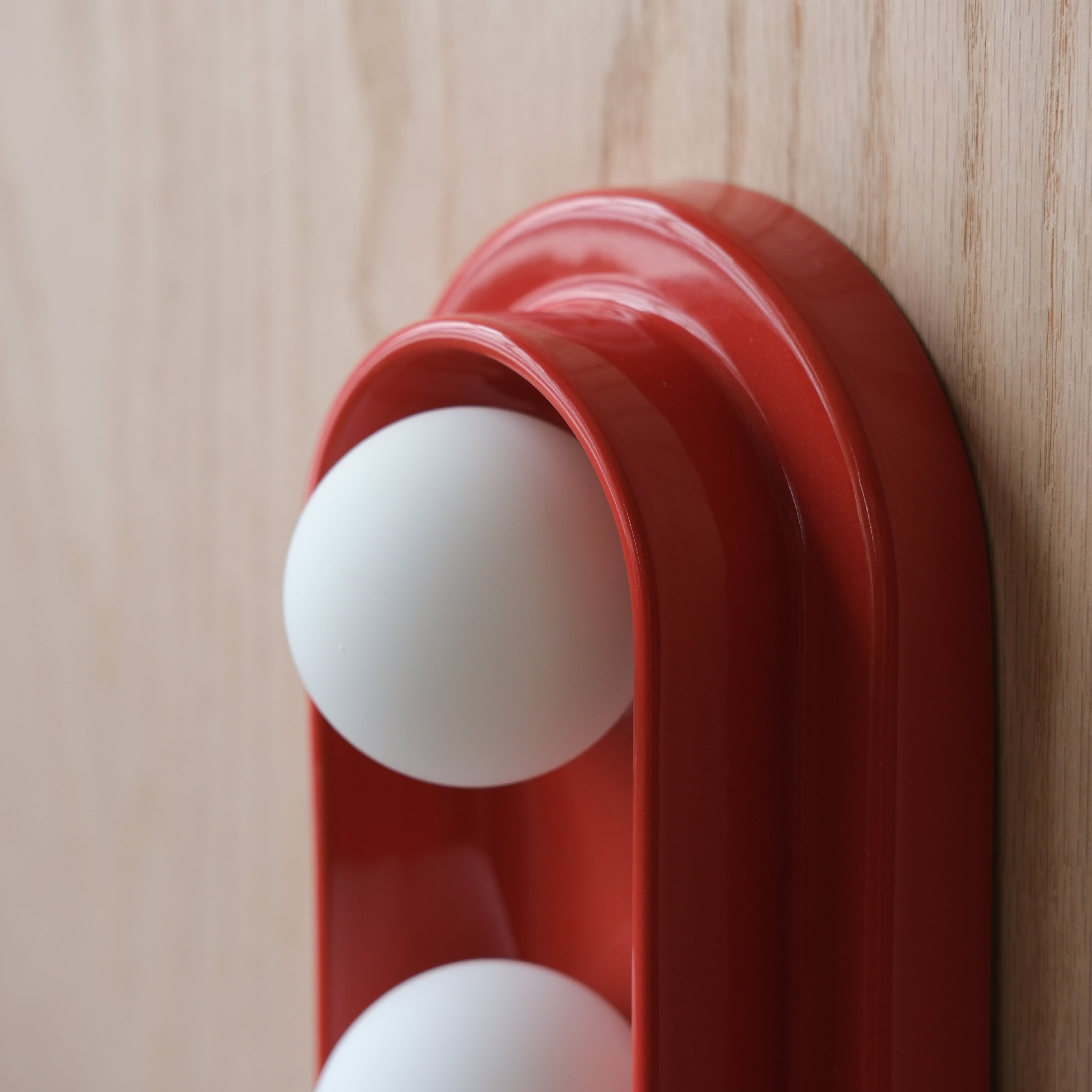 Q Triple Sconce in Red with three glass globes