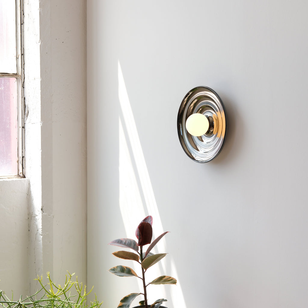 Misewell Ripple Bowl Sconce close-up showing ridges