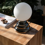 Ripple III Table Lamp rippled chrome ceramic base