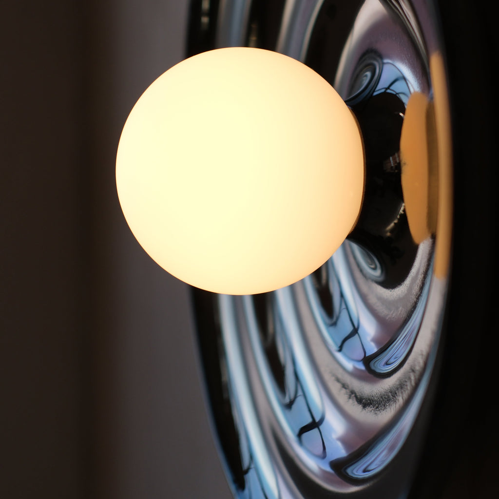 Ripple Bowl Sconce chrome glaze reflection detail