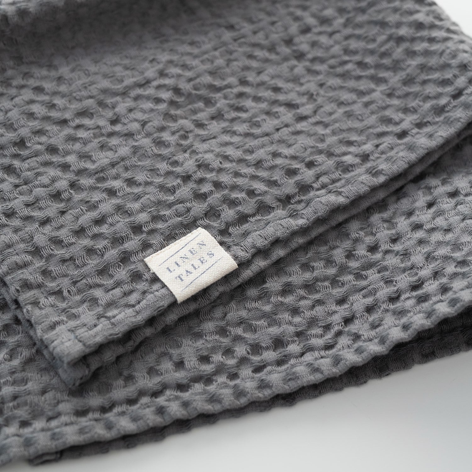 Linen Tales Dark Grey Linen & Cotton Honeycomb Waffle Towel Set
