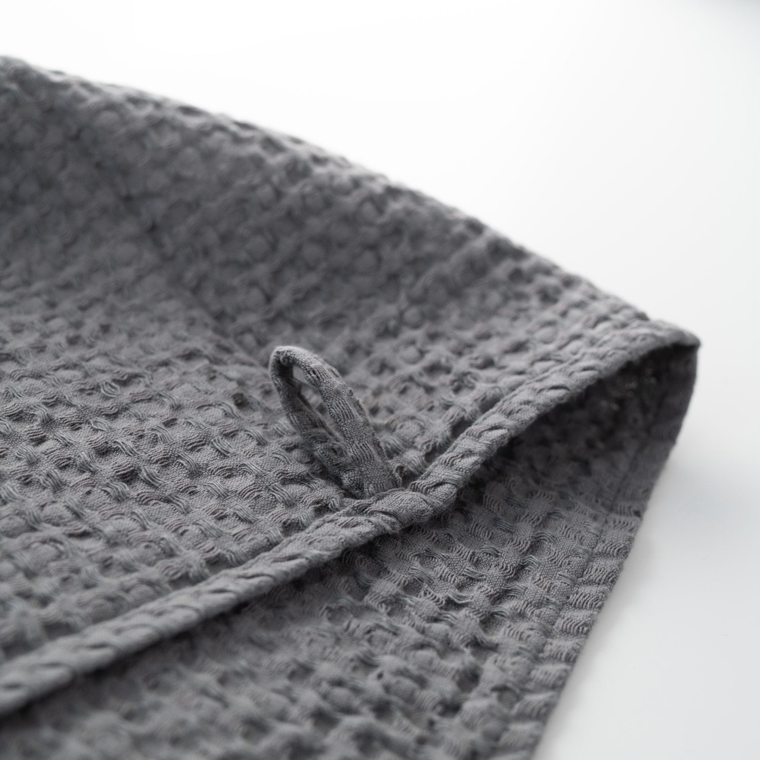 Linen Tales Dark Grey Linen & Cotton Honeycomb Waffle Towel Set