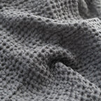 Linen Tales Dark Grey Linen & Cotton Honeycomb Waffle Towel Set