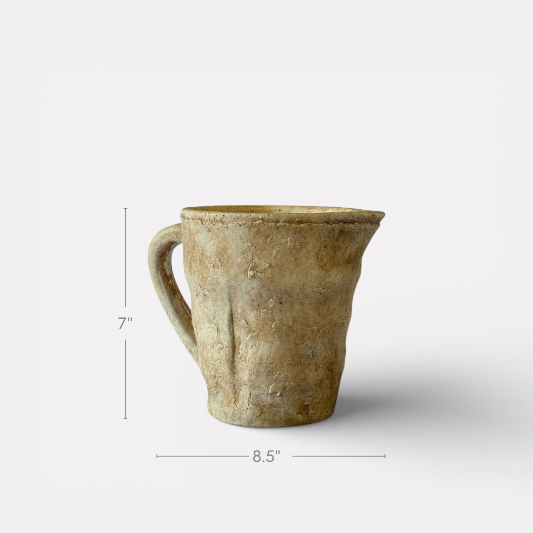 Valencia Carafe-Style Cement Planter, Hand-Painted in Aged White or Aged Terracotta, 8.5"D x 7"H