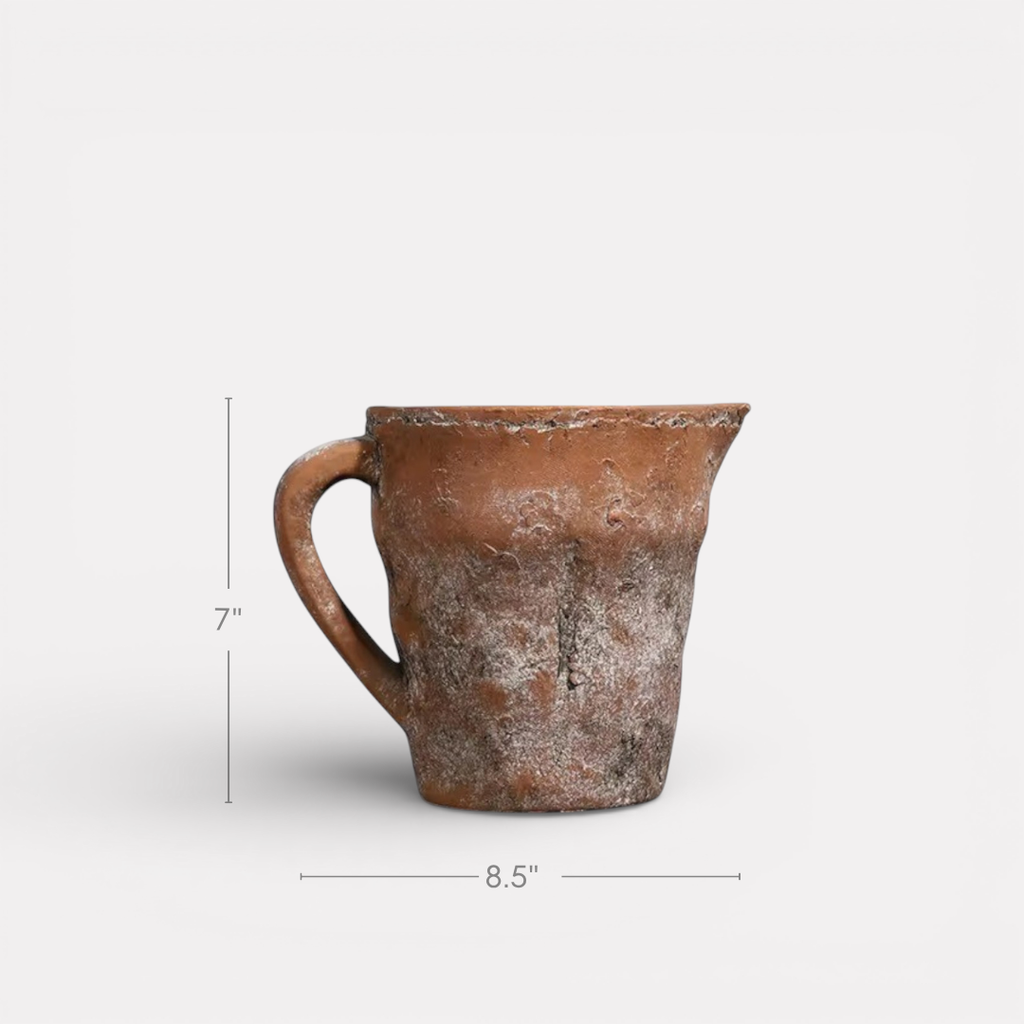 Valencia Carafe-Style Cement Planter, Hand-Painted in Aged Terracotta or Aged White, 8.5"D x 7"H