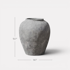 Pompeii Terranova, Fiber Clay Vessel in Aged Gray, Weathered Black or Antique Umber, 15"D x 16"H