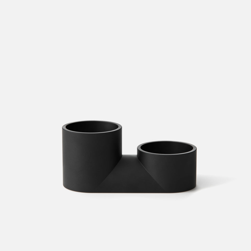 Double Planter in black glaze