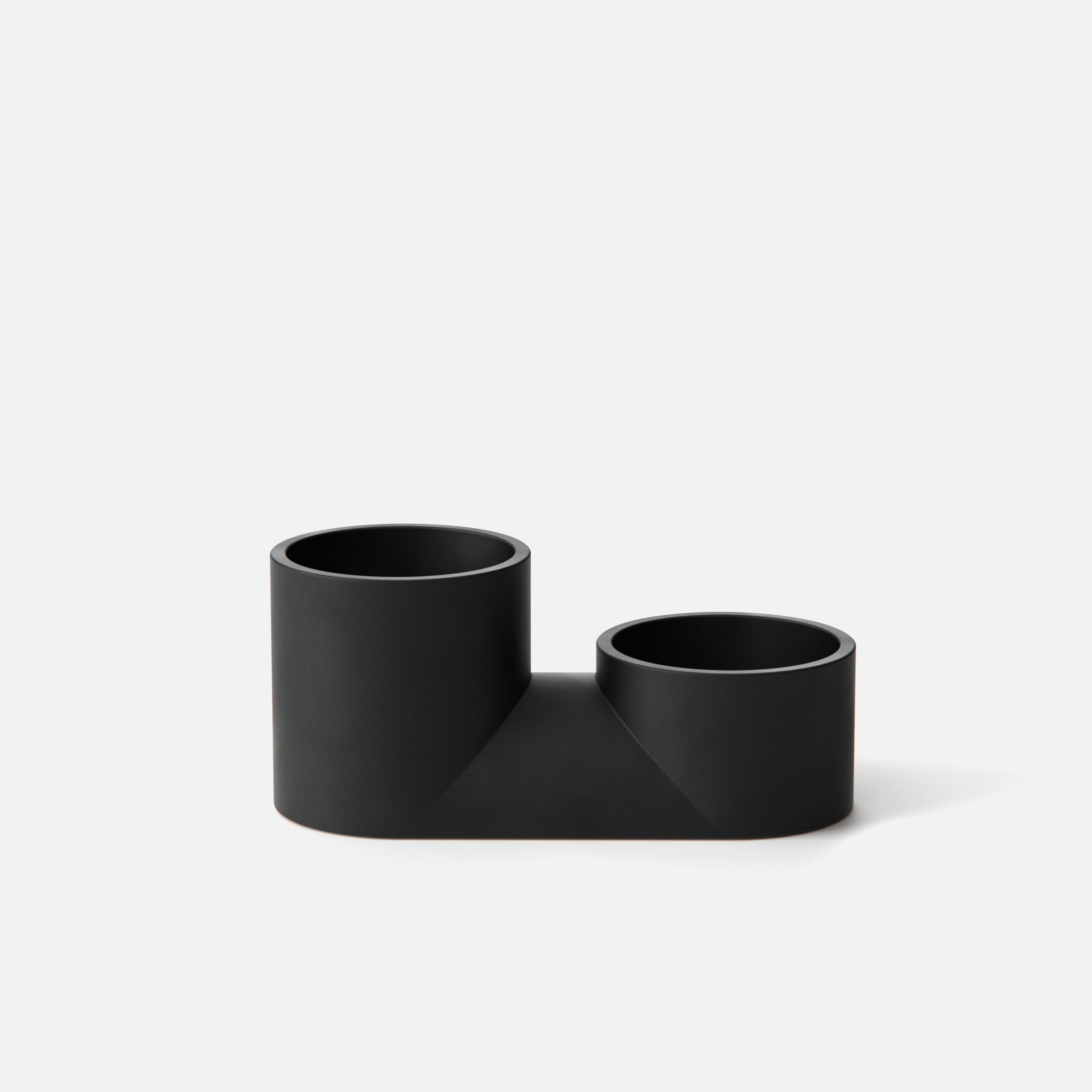 Double Planter in black glaze