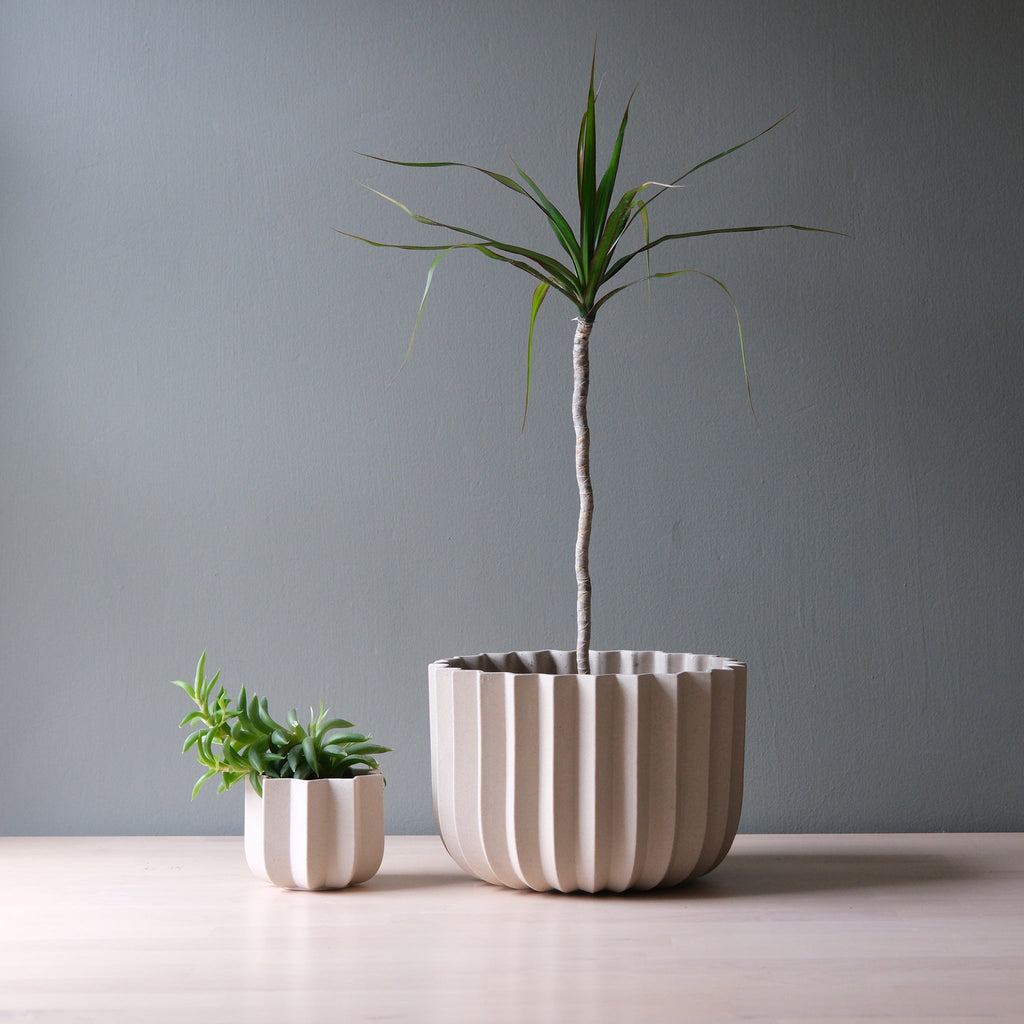 ridged ceramic planter by Misewell