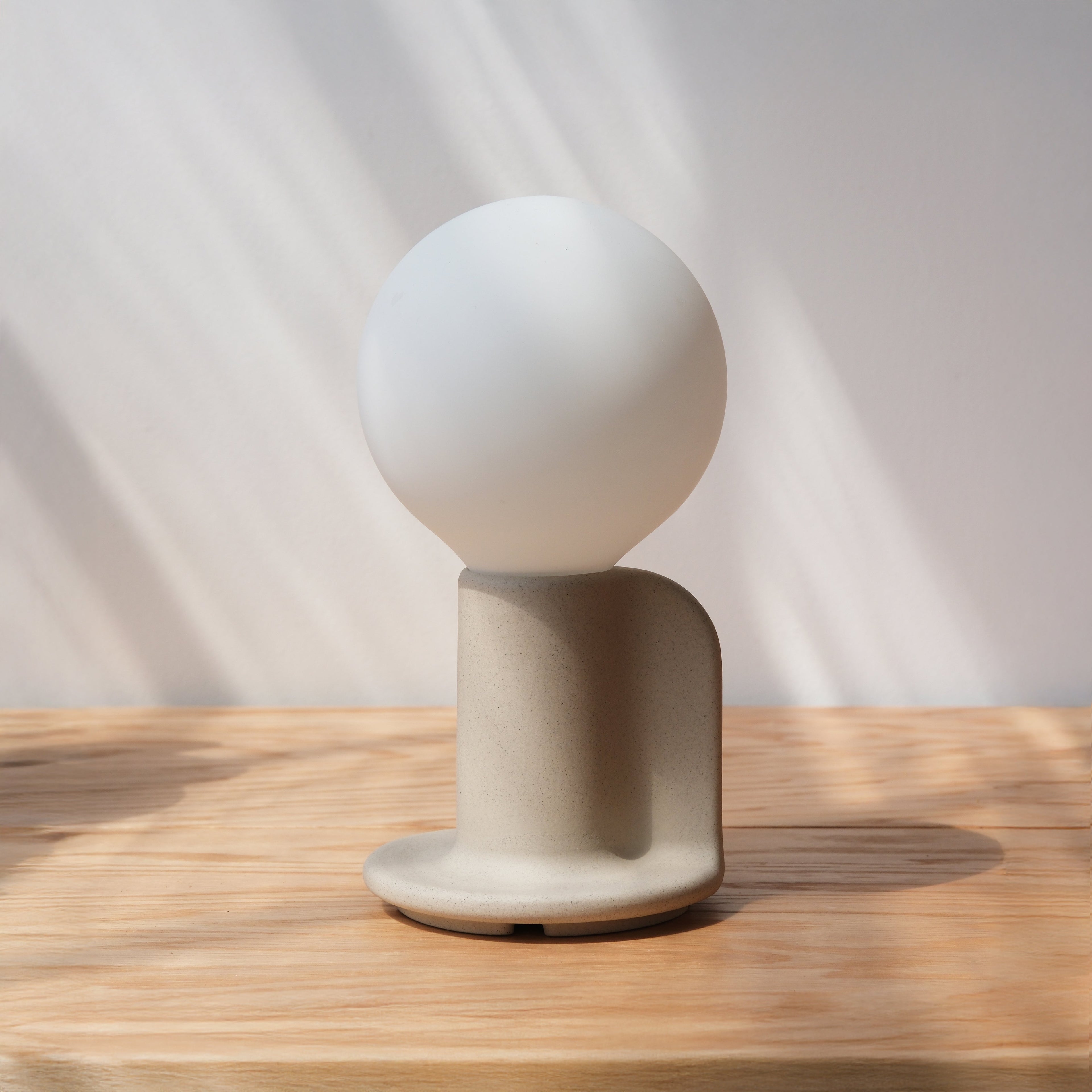 Q Table Lamp in Bone glaze close-up