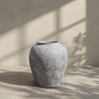 Pompeii Terranova, Fiber Clay Vessel in Aged Gray, Weathered Black or Antique Umber, 15"D x 16"H