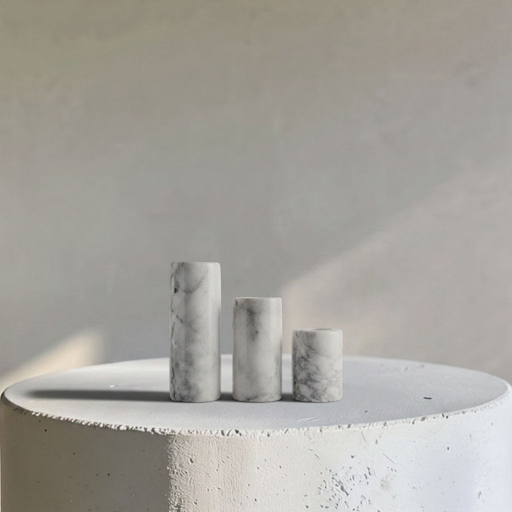 Luna Marble Taper Holder, Three Sizes