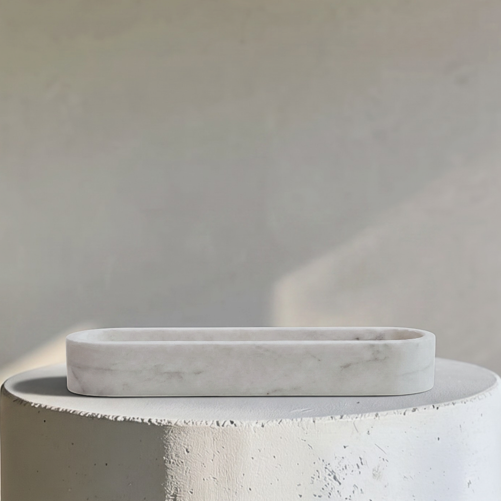 Carrara Cielo Marble Stone Serveware, 11.5"L x 3.25"W x 2"H