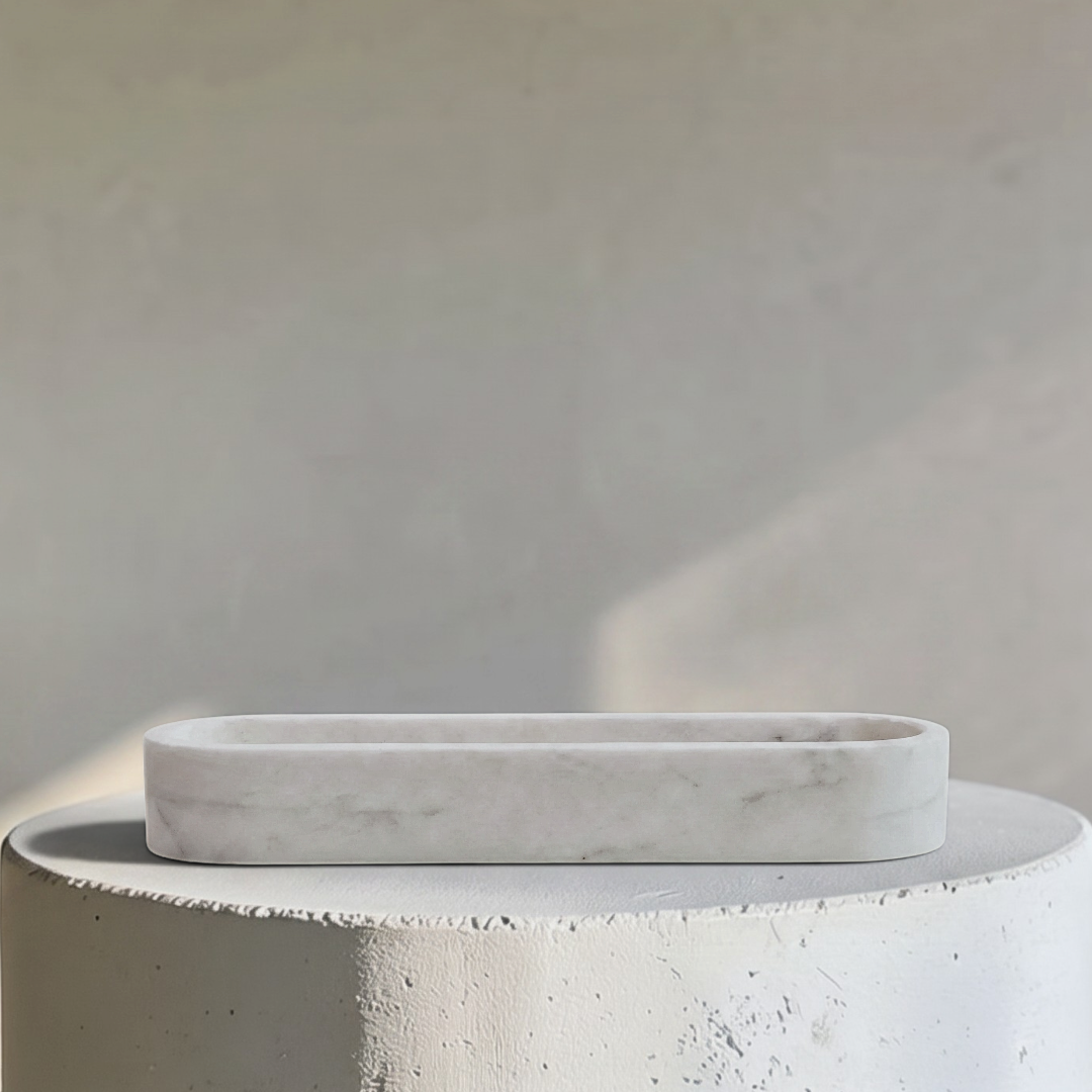 Carrara Cielo Marble Stone Serveware, 11.5"L x 3.25"W x 2"H