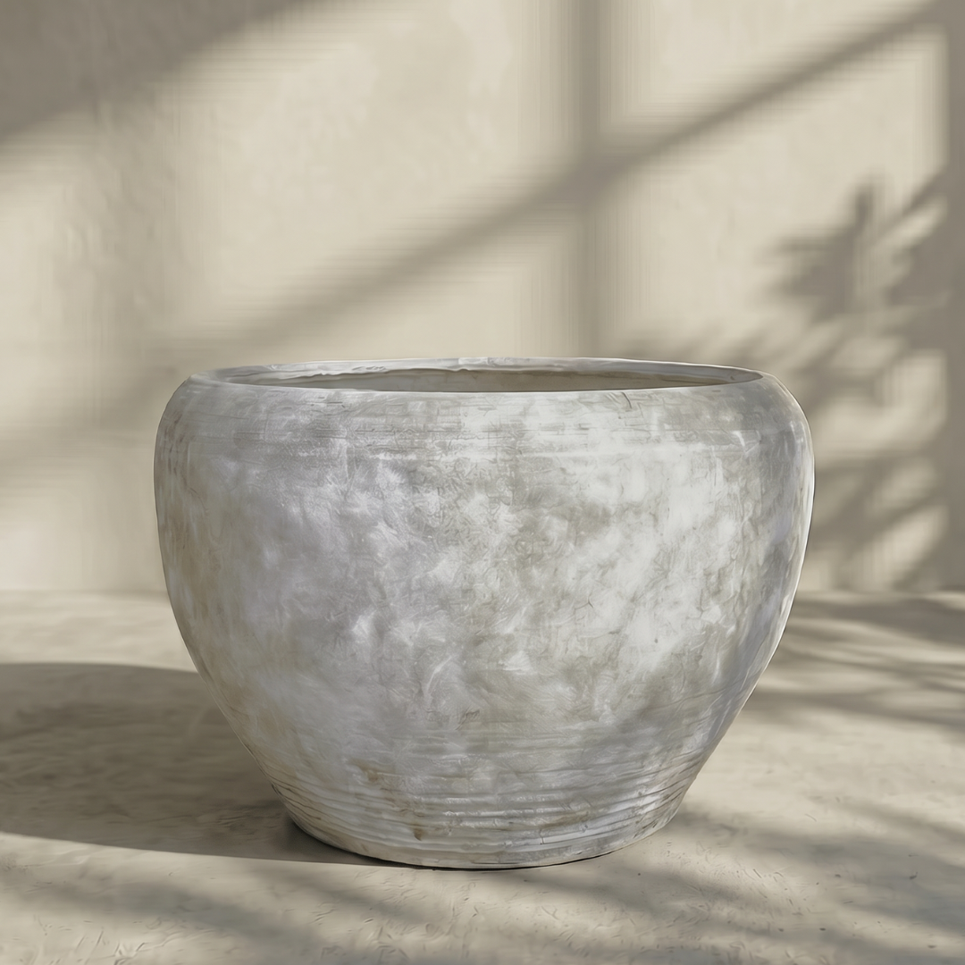 Titan XXL, Fiber Clay Pot, Hand-painted in Aged White or Aged Black, 28.3"D x 17"H