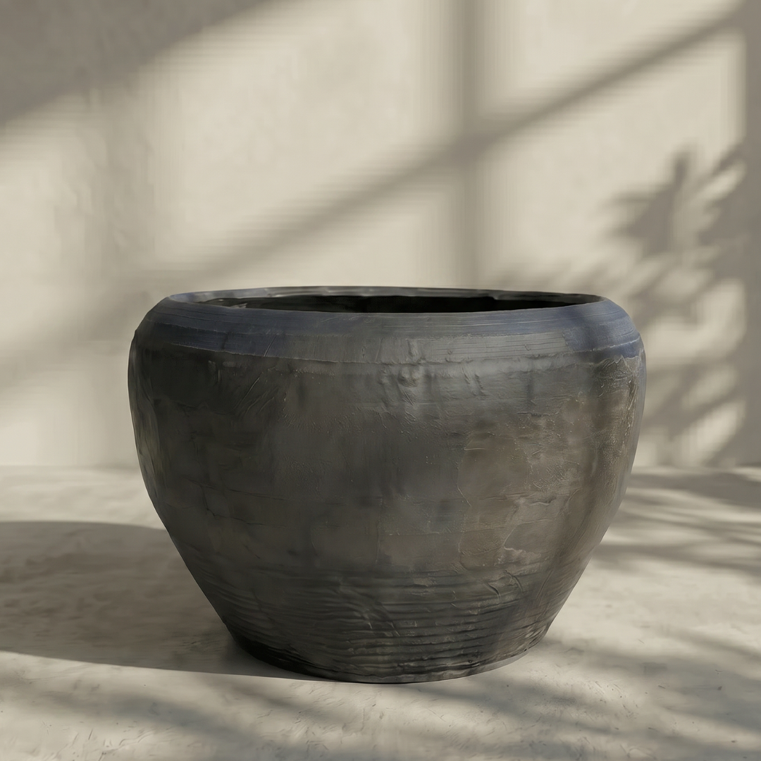 Titan XXL, Fiber Clay Pot, Hand-painted in Aged Black or Aged White, 28.3"D x 17"H