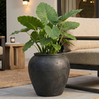 Cyprus XL, Fiber Clay Pot, Hand-painted in Weathered Black or Clamshell, 19.6"D x 19.6"H