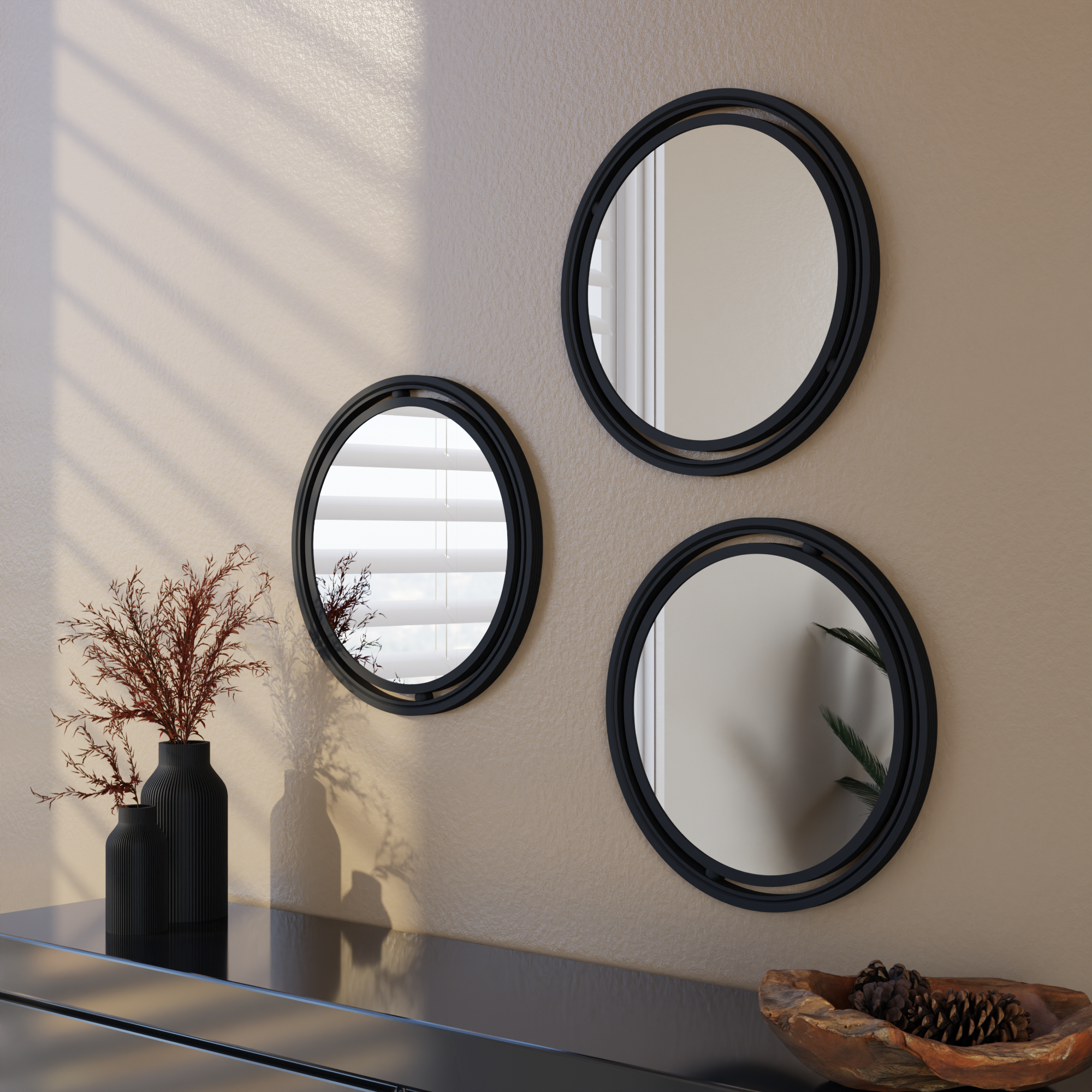 Set Of 3 Globe Mirror from Modernized Pottery