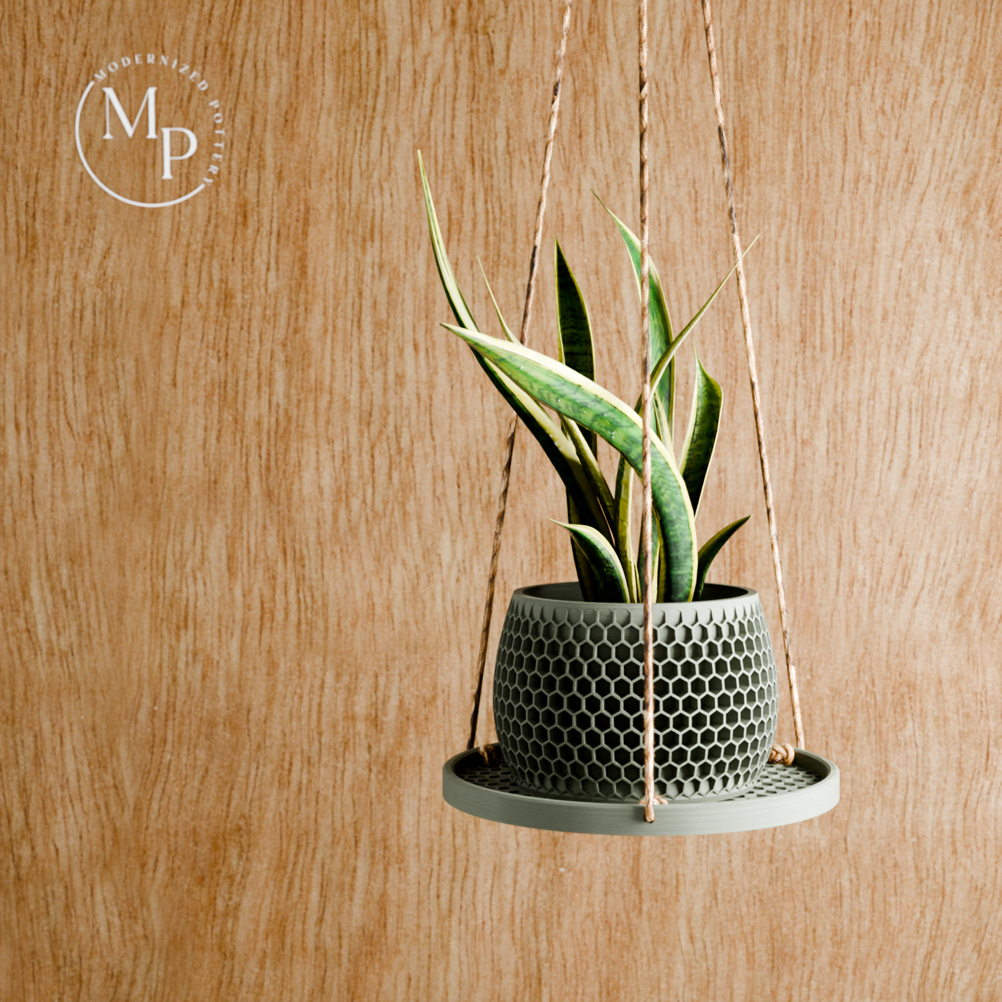 Hanging Plant Pot Tray | Honeycomb from Modernized Pottery