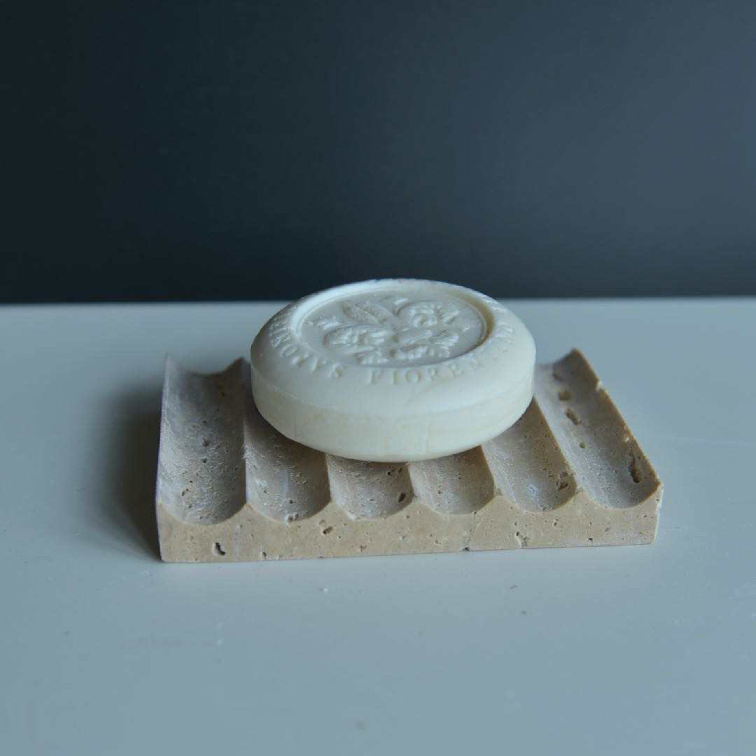 Travertine Concha Soap Tray, 4.7”L x 3.4"W