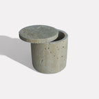 Rosalin Travertine Vessel with Lid, 3.9"D X 3.9"H