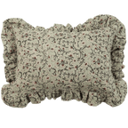 Inaya Linen Floral Throw Pillow Cover, Beachwood Ruffled